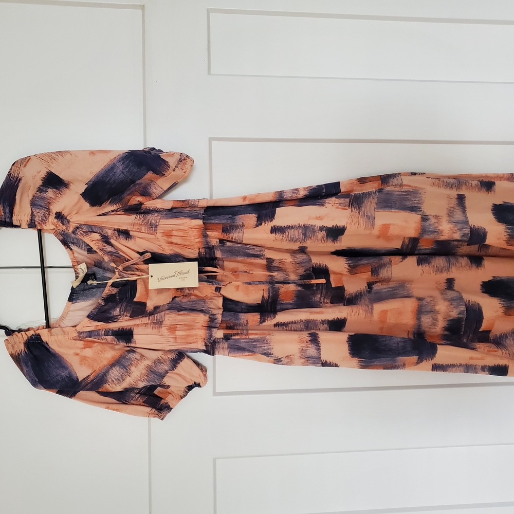 Elegant Peach and Navy Dress